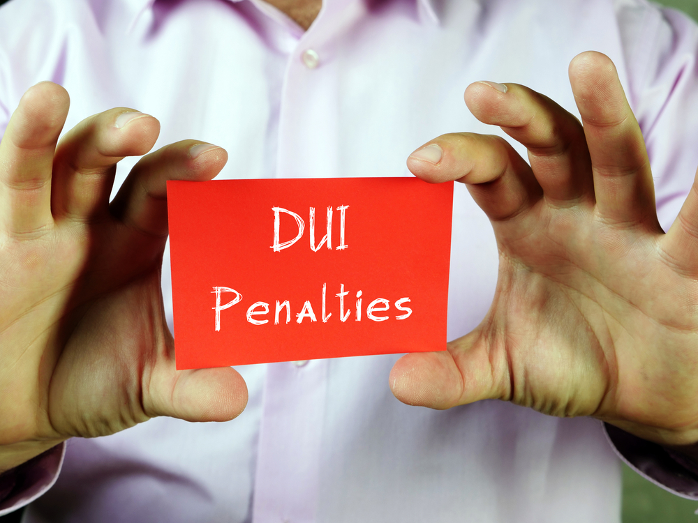 Legal concept regarding DUI penalties with a phrase on a piece of paper.






