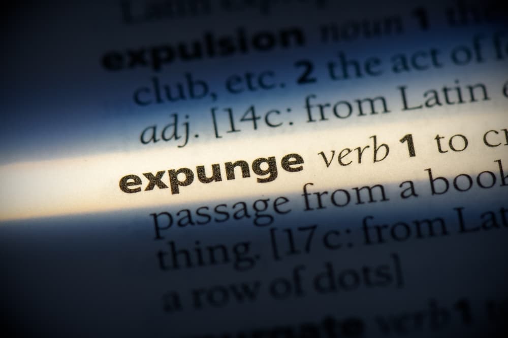 Expunge word in a dictionary. 